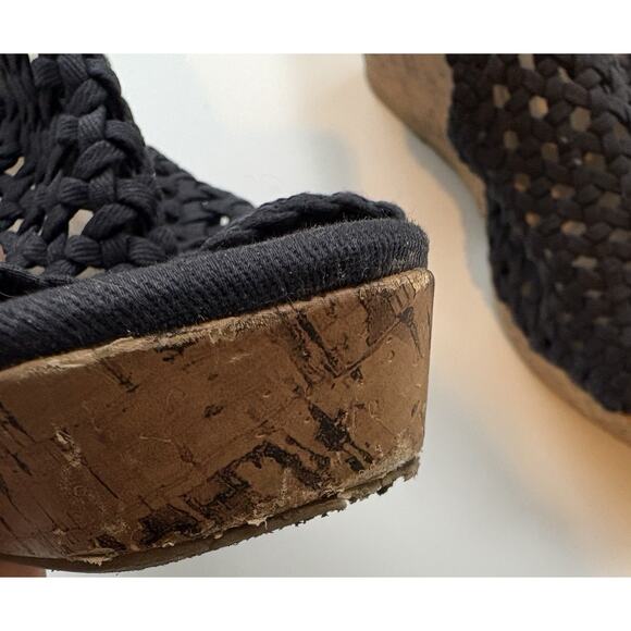 JellyPop Wedge Sandals Adelie Navy Blue Size 10 Slingback Crochet Open Toe Cork - Picture 6 of 6